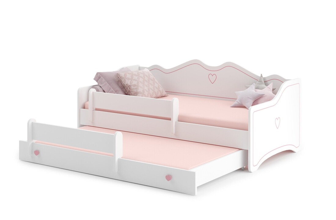 Twijfelaar bed 160x80 - Veelzijdige bedbank wit/roze