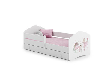 Bed met lade peuter - Fee/Eenhoorn 160x80 cm, Roze/Wit