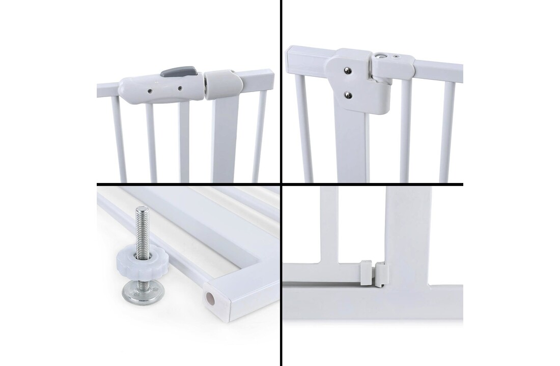 Babybeveiliging trap: wit metaal, 83-96cm verstelbaar, 120cm hoog
