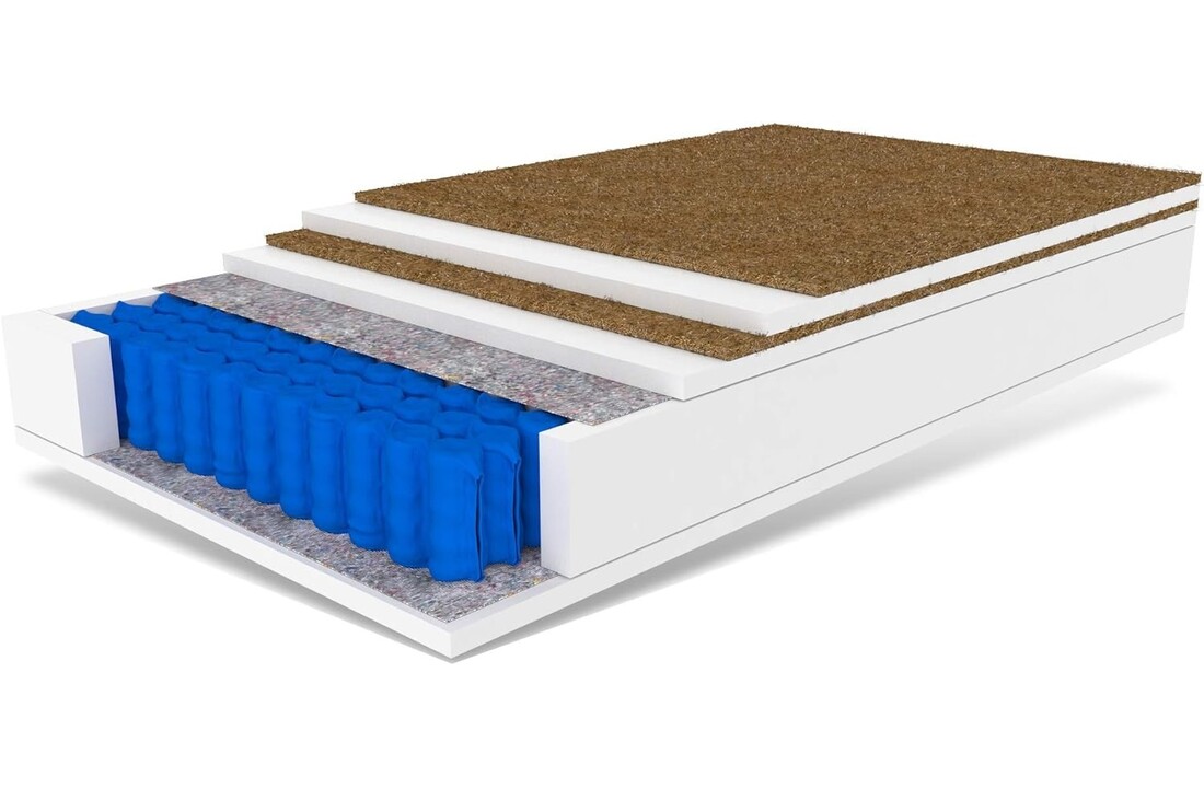 Matras 160x200 kokos | 7 Zone Pocketvering | Wit, 18 cm