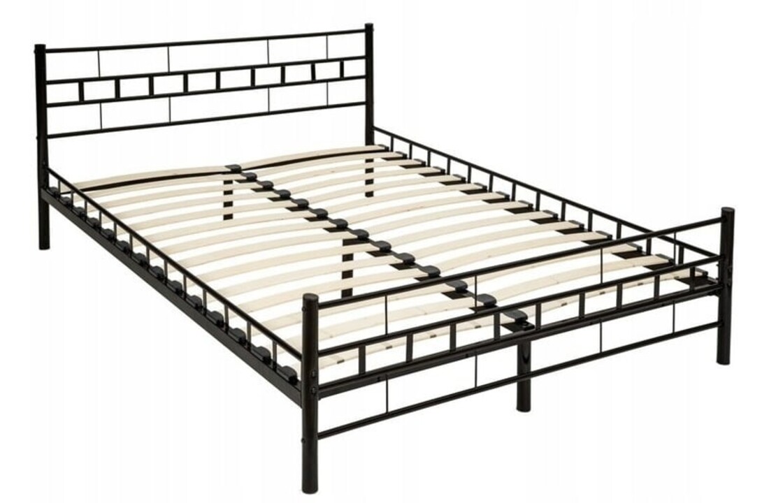 Zwart bed met lattenbodem 180x200 cm metaal