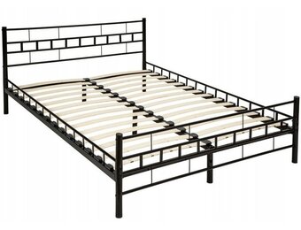 Zwart bed met lattenbodem 180x200 cm metaal
