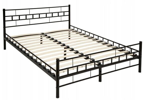 Zwart bed met lattenbodem 180x200 cm metaal