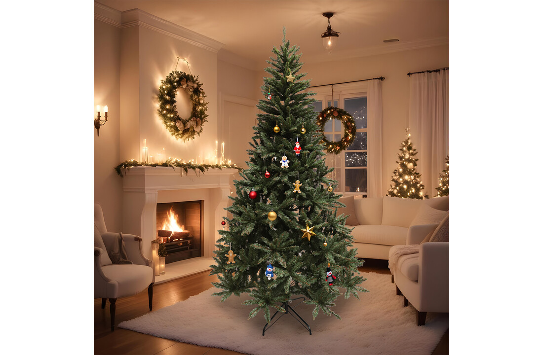 Kunstkerstboom 220 cm groen PVC met stalen poot