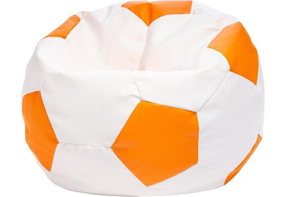Zitzak voetbal oranje/wit eco-leer Ø 90 cm