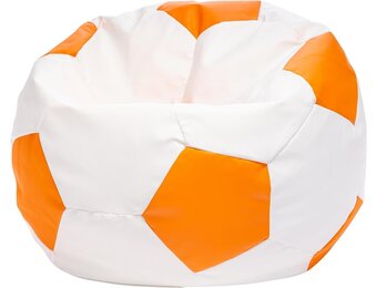 Voetbal stoel | Zitzak Eco-leer Ø 90 cm Oranje/Wit