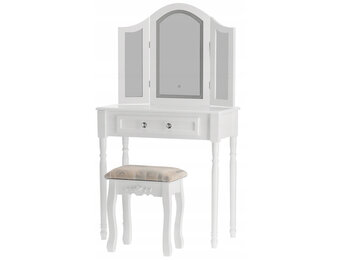 Kaptafel met spiegel en licht - Wit MDF 74,5x40x137 cm