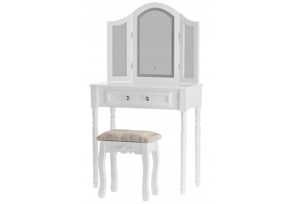 Kaptafel met spiegel en licht - Wit MDF 74,5x40x137 cm