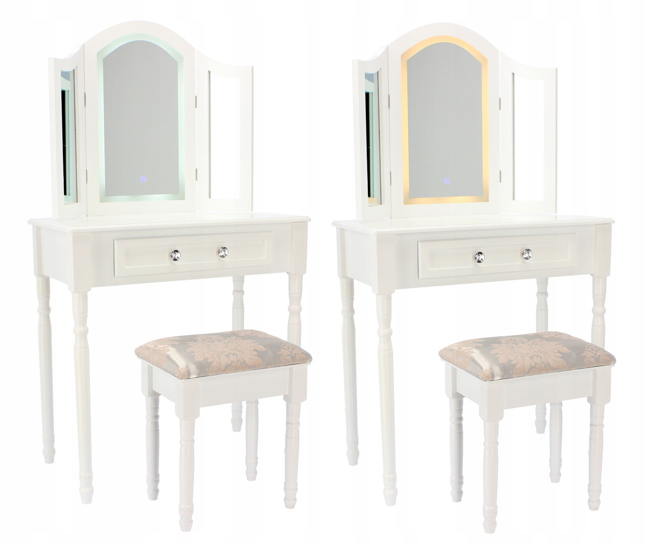 Kaptafel met spiegel en licht - Wit MDF 74,5x40x137 cm