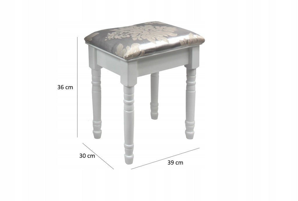 Witte kaptafel lades: 74,5x40x137cm, MDF, met LED spiegel & kruk