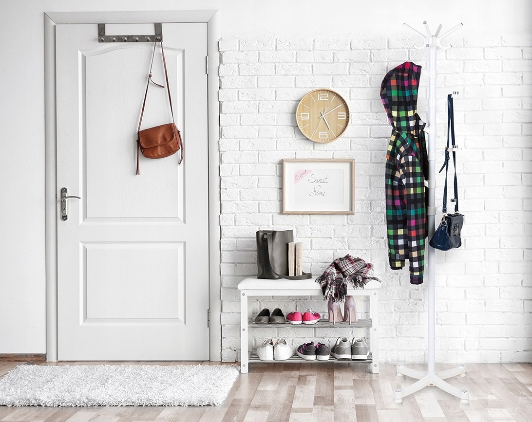 Moderne kapstok staal 180cm hoog - wit