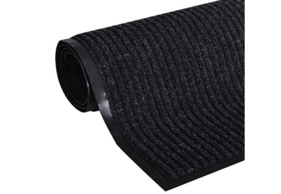Deurmat 80x120 cm zwart geribbeld | Duurzaam rubber