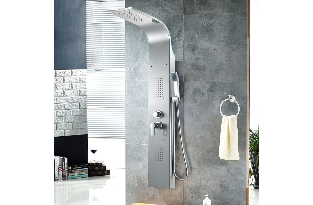 RVS Douchekolom Massage - Regendouche, Handdouche, Zilver