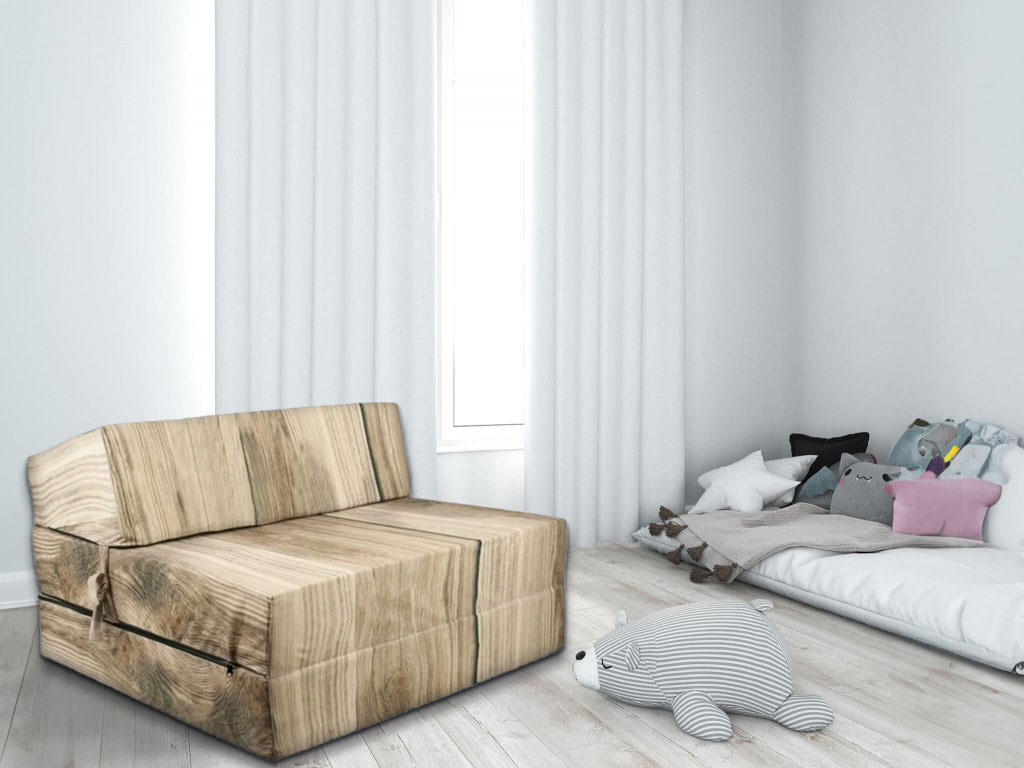 Opklapbaar logeermatras 200x90x15cm, bruin foam