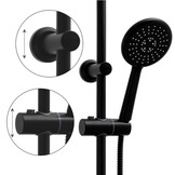 Regendouche zwart | Thermostaatkraan | 20cm Douchekop | Messing/RVS