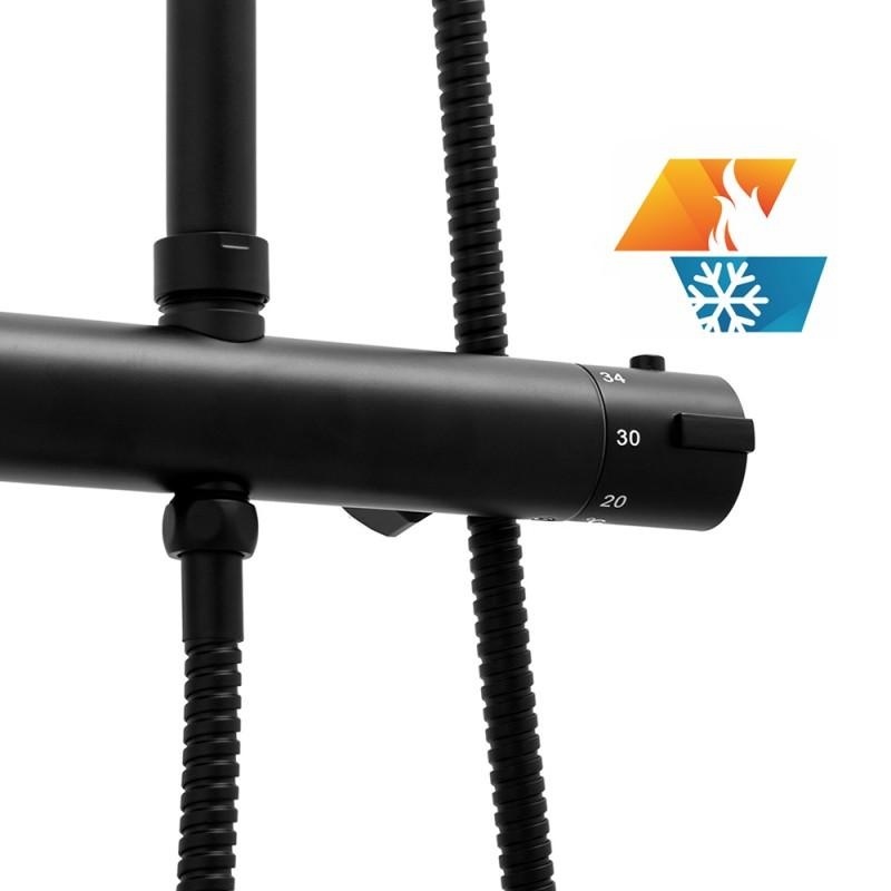 Thermostaat douchekraan: Luxe Regendouche 20cm Zwart Messing/RVS