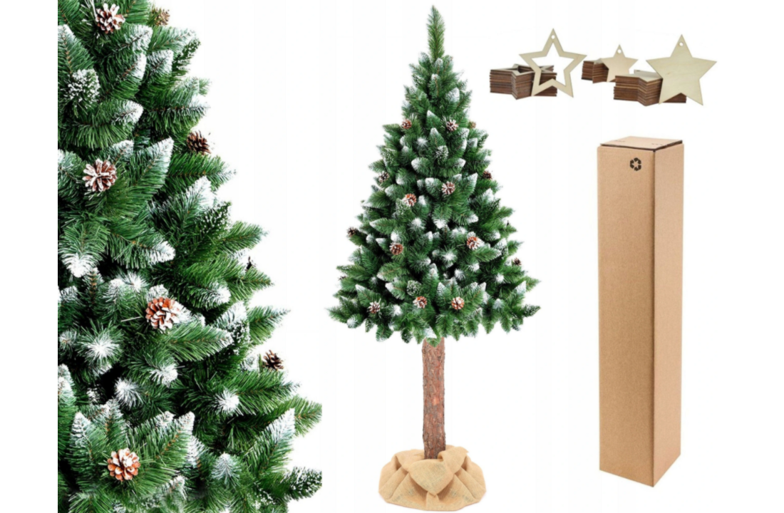 Grote kerstboom met stam - 220 cm groen PVC, grenen