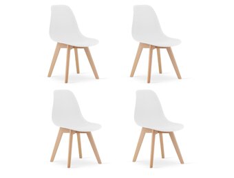 Set eetkamerstoelen KITO wit | 4x Scandinavisch | Polypropyleen/Beukenhout