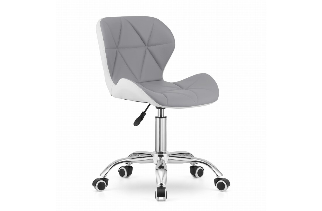 Ergonomische bureaustoel grijs wit - Eco-leer, verstelbaar, 70-80cm hoog