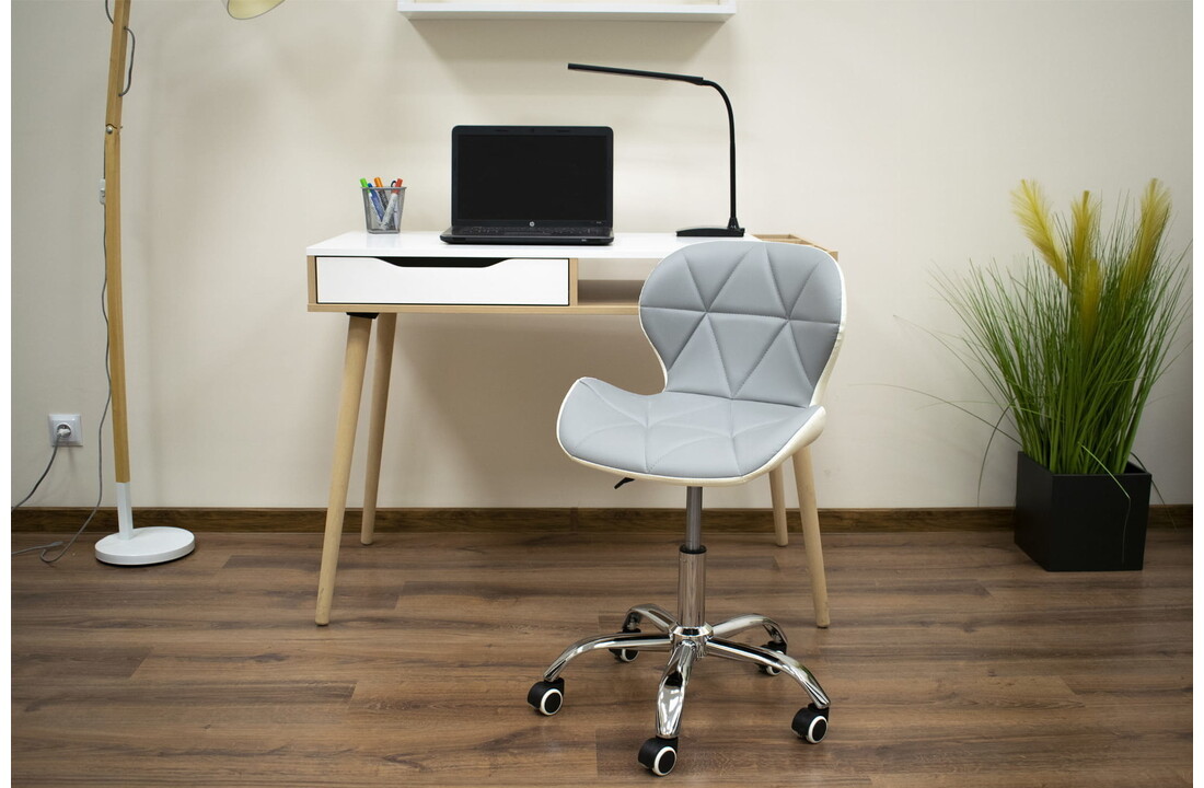 Bureaustoel leer grijs - Ergonomisch, Eco-leer, Verstelbaar, 70-80cm hoog