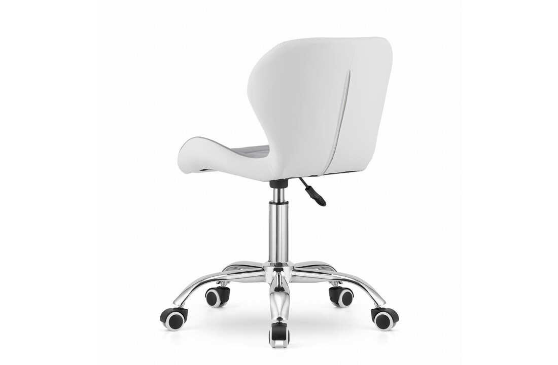 Moderne bureaustoel chromen voet - grijs/wit eco-leer - verstelbaar