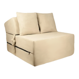 Logeermatras opvouwbaar - Luxe Beige Velours - 200x70x15 cm