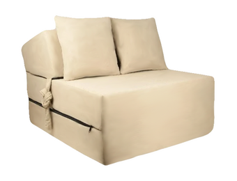Logeermatras opvouwbaar - Luxe Beige Velours - 200x70x15 cm