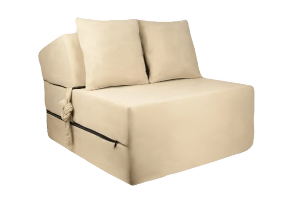 Reismatras 200x70 - Beige Velours Opvouwbaar Logeermatras 15cm