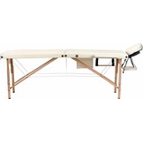 Verstelbare massagetafel crème | Houten 2-segment | 216x60 cm | Eco-leer