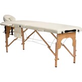 Draagbare massagetafel hout - Crème ECO-leer, 216x60x84 cm