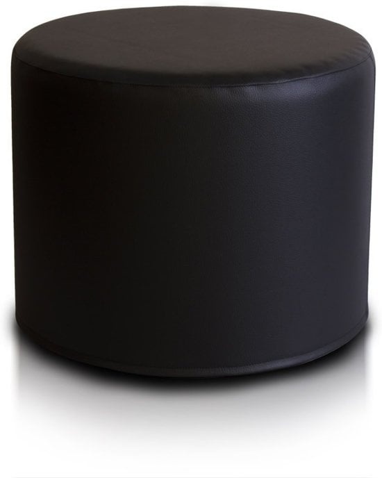 Poef bijzettafel - Zwart Kunstleer - 43x53cm