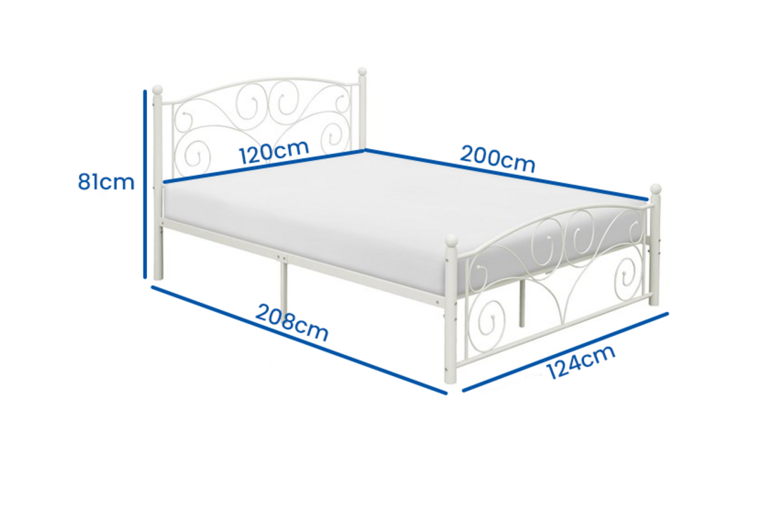Wit metalen bedframe 120x200 cm met decoratie & lattenbodem