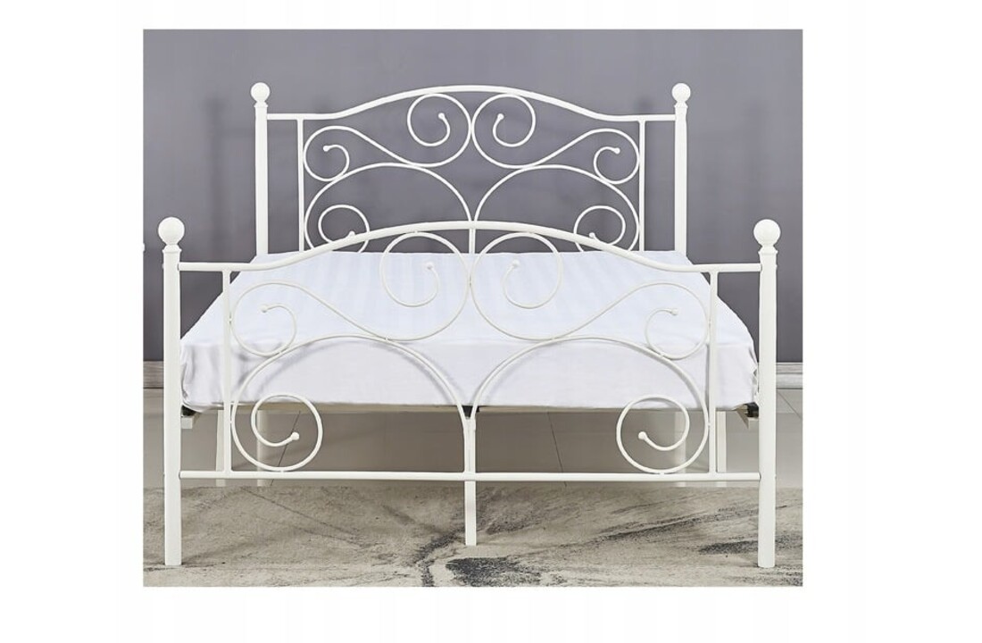 Sierlijk bed 120x200 wit metaal, compleet met lattenbodem
