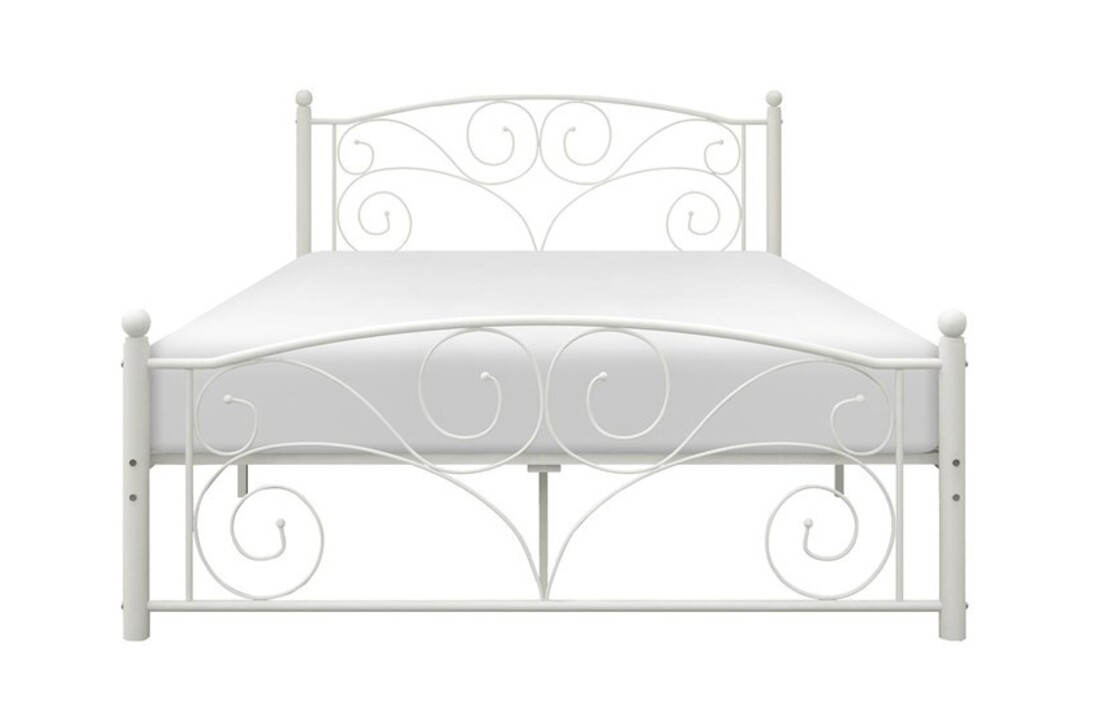 Sierlijk bed 120x200 wit metaal, compleet met lattenbodem