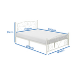 Sierlijk bed 120x200 wit metaal, compleet met lattenbodem
