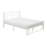 Romantisch bedframe 120x200cm, wit metaal met decoraties, inclusief lattenbodem