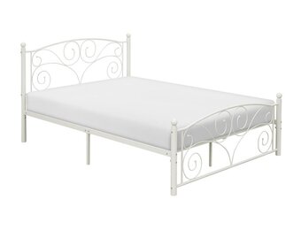 Romantisch bedframe 120x200cm, wit metaal met decoraties, inclusief lattenbodem