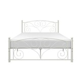 Romantisch bedframe 120x200cm, wit metaal met decoraties, inclusief lattenbodem