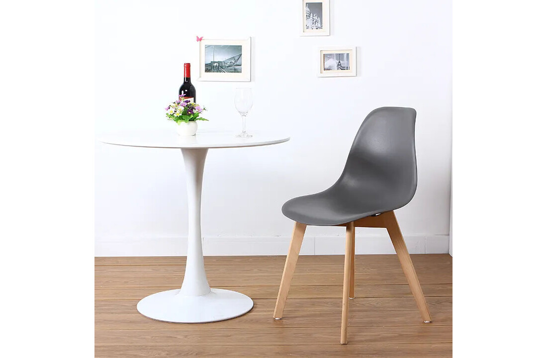 Eetkamerstoelen set 6 grijs | Polypropyleen & Beukenhout, 80cm H