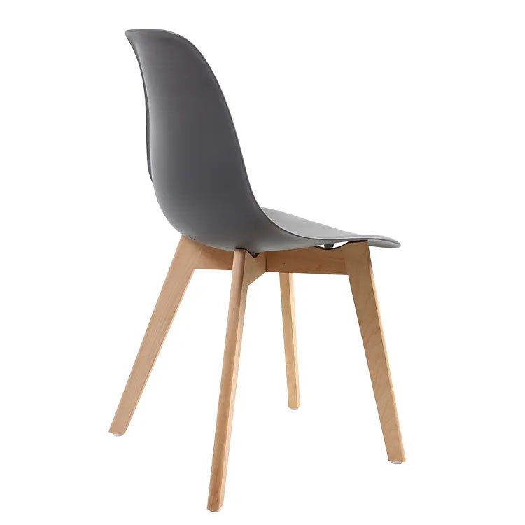 Eetkamerstoelen set 6 grijs | Polypropyleen & Beukenhout, 80cm H