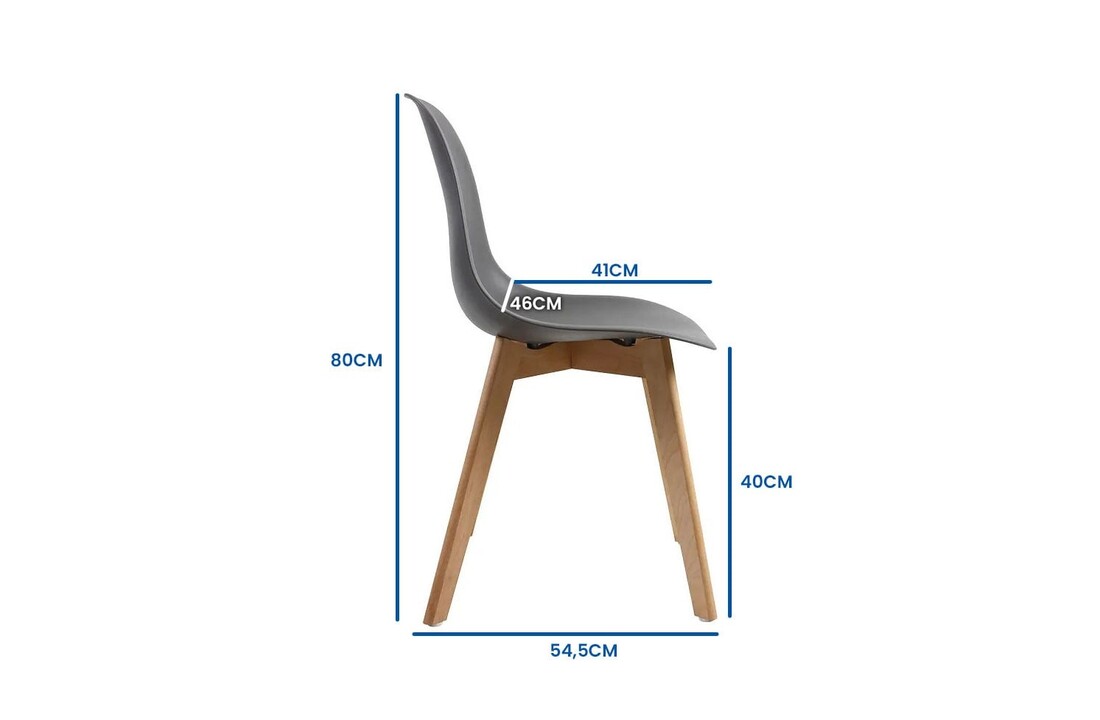 Stoelen eettafel hout kunststof - 6x grijs, polypropyleen/beukenhout, 80cm hoog