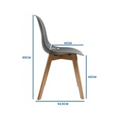 Stoelen eettafel hout kunststof - 6x grijs, polypropyleen/beukenhout, 80cm hoog