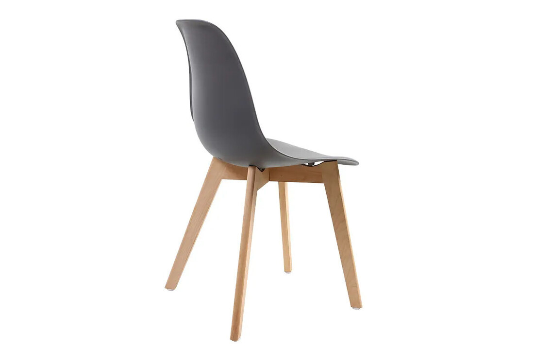 Moderne eetkamerstoelen grijs - set van 6, polypropyleen & beukenhout