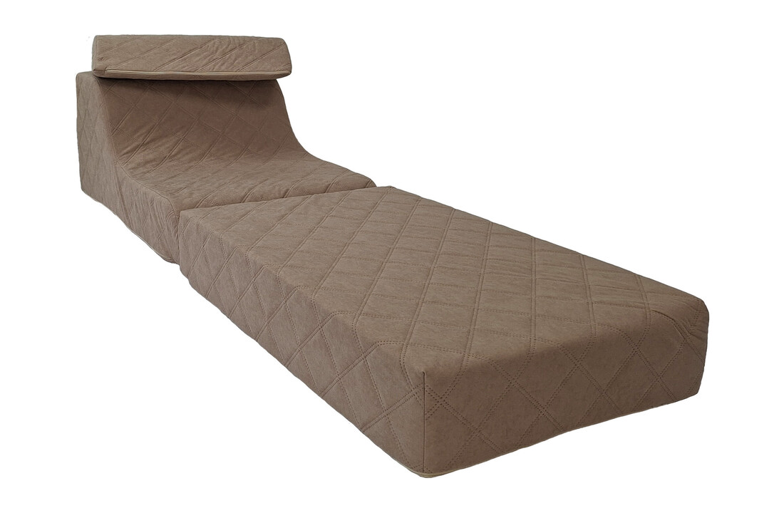 Slaapbank opklapbaar – Flexibel logeermatras & zitstoel, 198x65x17cm, Bruin