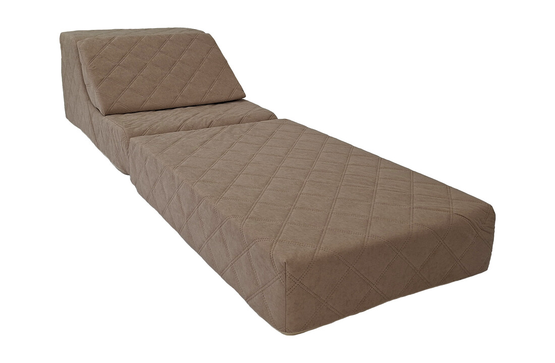 Slaapbank opklapbaar – Flexibel logeermatras & zitstoel, 198x65x17cm, Bruin