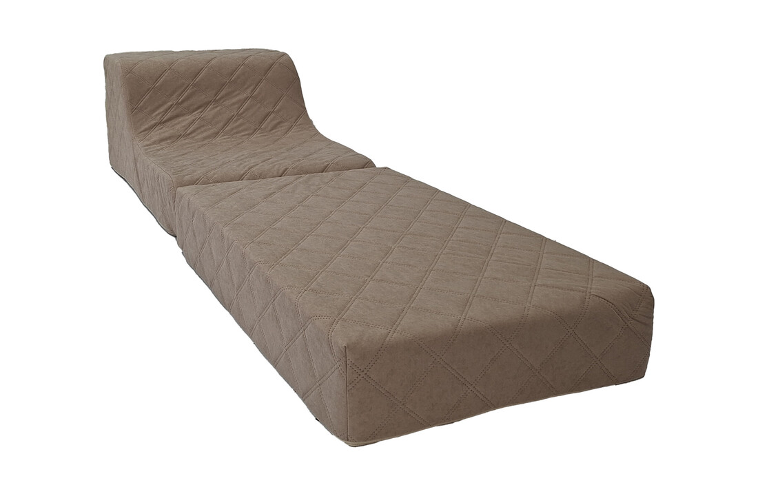 Slaapbank opklapbaar – Flexibel logeermatras & zitstoel, 198x65x17cm, Bruin