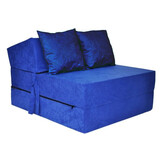 Slaapbank 200x70 cm | Opvouwbaar Matras Blauw | 15cm Dik Foam