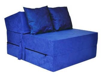 Slaapbank 200x70 cm | Opvouwbaar Matras Blauw | 15cm Dik Foam