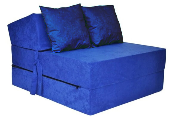 Slaapbank 200x70 cm | Opvouwbaar Matras Blauw | 15cm Dik Foam