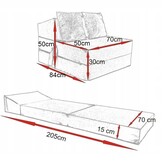 Logeermatras met kussens - 200x70x15 cm blauw foam
